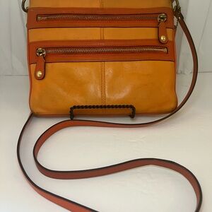 Orange Coach Leather Crossbody Bag